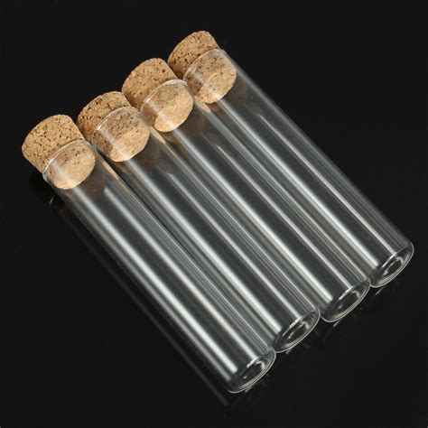 20 100mm Test Tube With Cork Clear Like Glass 5pcs Sets Flat Bottomed Glass Tube Sale Banggood