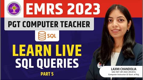 EMRS PGT Computer Teacher DBMS Learn Live SQL Queries Part 5 EMRS