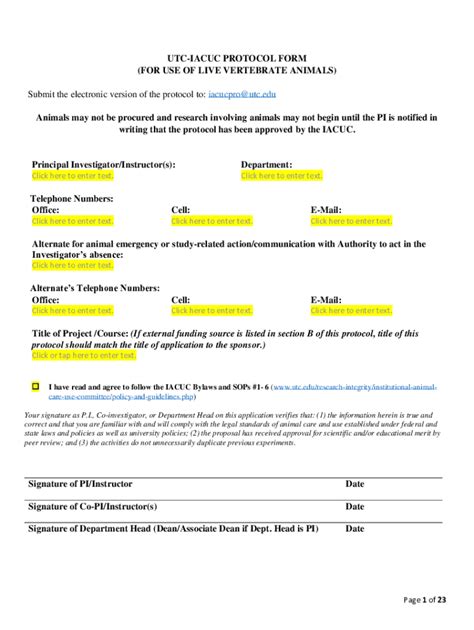 Fillable Online Fdocuments Netdocumentutc Iacuc Protocol Formutc Iacuc