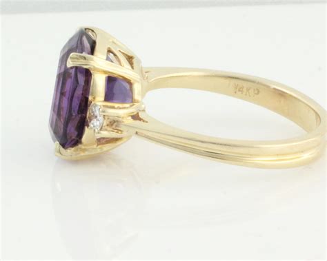 Amethyst Diamond Ring K Yellow Gold Ct Round Amethyst Ct Tw