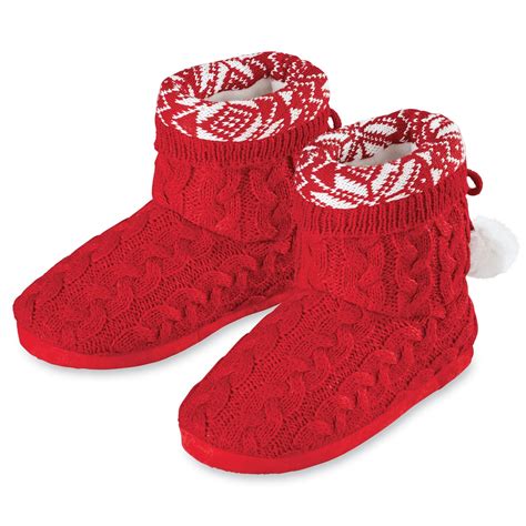 Comfortable Snowflake Cable Knit Bootie Slippers Collections Etc