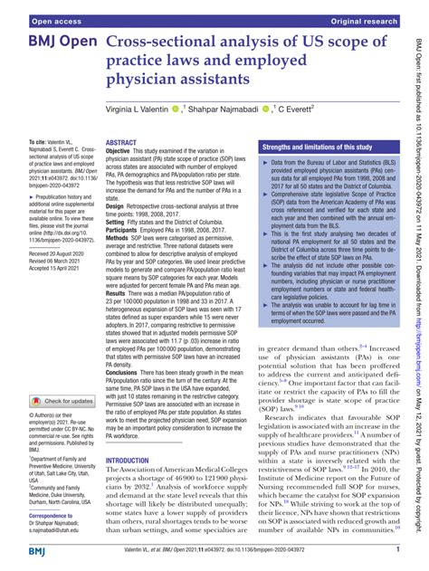 Pdf Cross Sectional Analysis Of Us Scope Of Practice Laws And