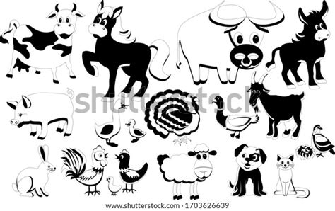 Farm Animals Silhouette Set Farm Animals Stock Vector Royalty Free