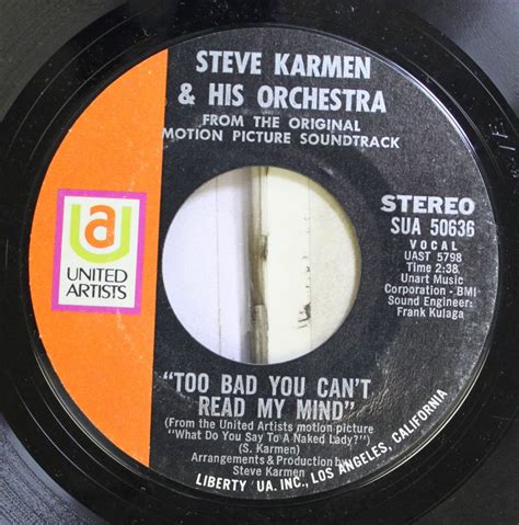 Steve Karmen His Orchestra Rpm Too Bad You Can T Read My Mind