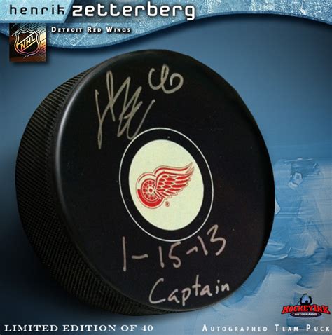 Henrik Zetterberg Signed Detroit Red Wings Puck Inscribed