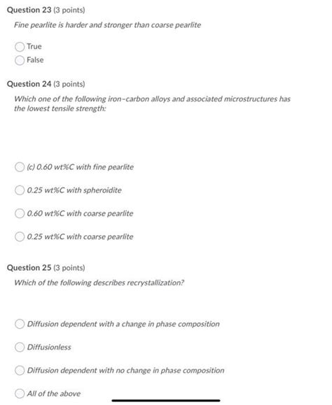 Solved Question Points Fine Pearlite Is Harder And Chegg