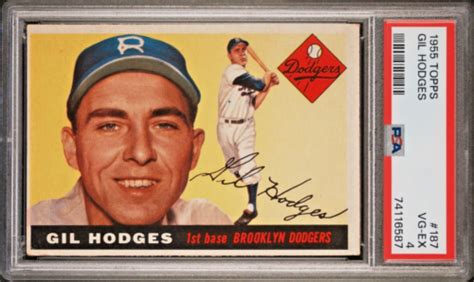 1955 Topps 187 Gil Hodges Psa 4 Very Good Excellent Brooklyn Dodgers