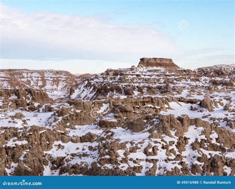 Butte in the Badlands in Winter Stock Photo - Image of hills, national ...