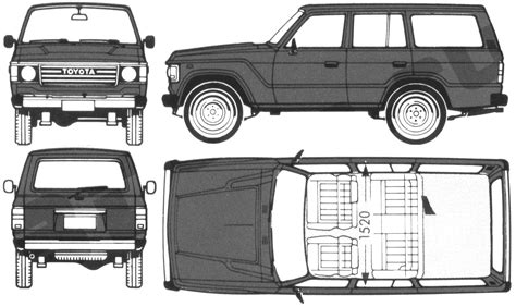 1980 Toyota Land Cruiser Fj60 Suv Blueprints Free Outlines