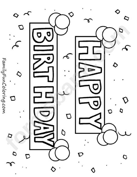 Banner Happy Birthday Coloring Sheets printable pdf download