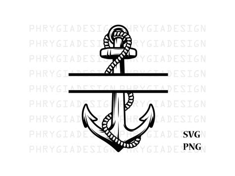 Anchor Split Monogram Svg Png Anchor With Rope Svg Anchor Clipart Anchor Vector Digital