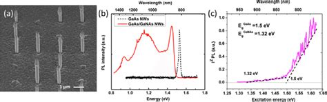 A Sem Images Of Gaas Ganas Core Shell Nws B L Pl Spectra Of The