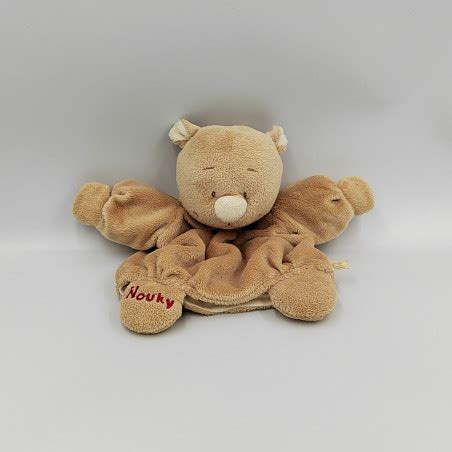 Doudou Marionnette Ours Beige Tonton Nouky Noukie S