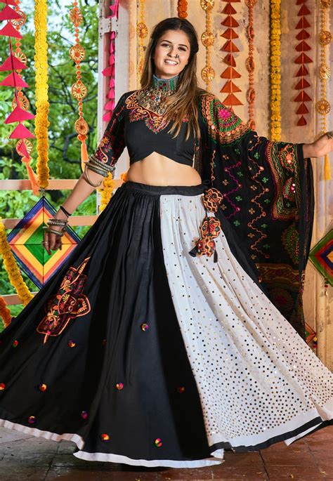 Black Cotton Navratri Chaniya Choli 247365