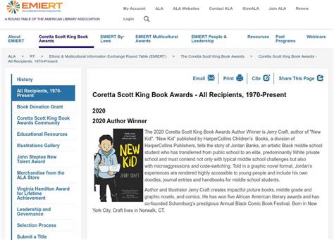 American Library Association (Ala): Coretta Scott King Award Winners Website for 3rd - 8th Grade ...