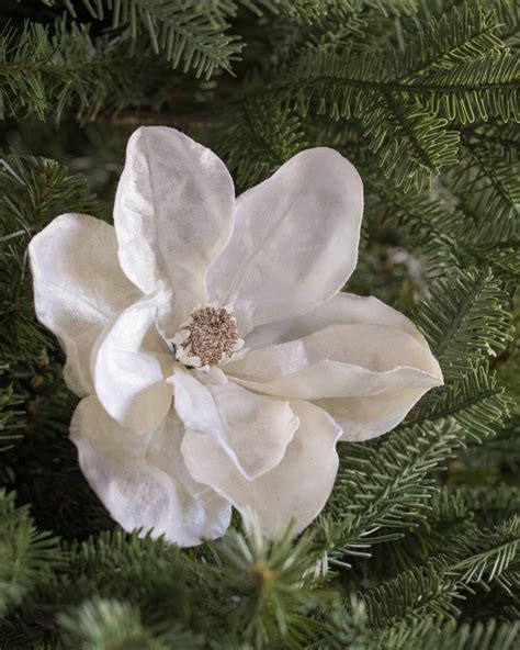 White Magnolia Pick Set Balsam Hill Elegant Christmas Trees