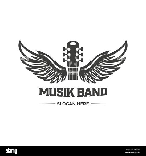 Vintage Retro Guitar Wings Music Logo Design Vector Logo De Guitarra