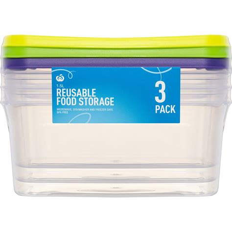 Woolworths Reusable Food Storage Oblong 15l 3 Pack Woolworths