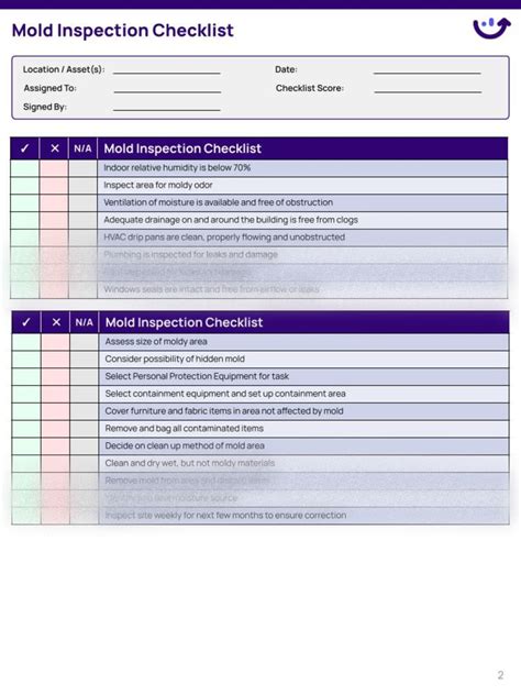 Mold Inspection Checklist Xenia Templates