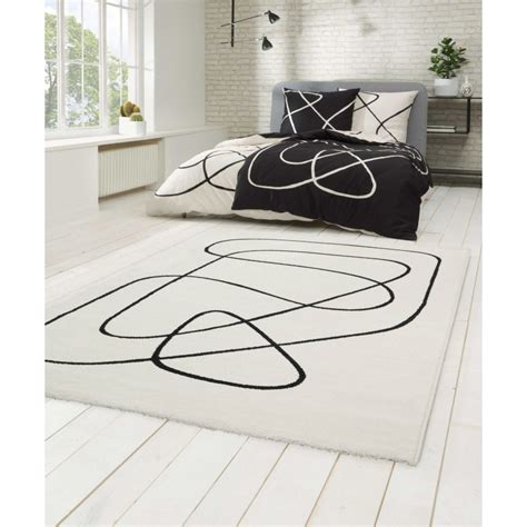 Tapis Motif Abstrait Artisan Blanc Et Noir Tapis Chic