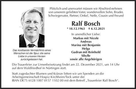 Trauer Ralf Bosch Teckbote Trauerportal