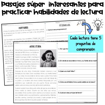 Reading Comprehension in Spanish Comprensión de lectura STAAR practice