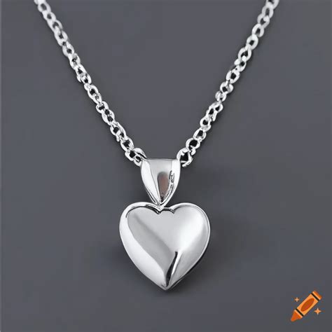 Silver Heart Pendant Necklace On Craiyon