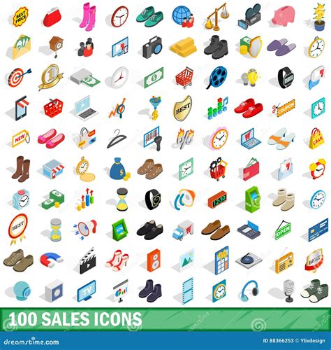 Iconos Fijados De Las Ventas Estilo Isom Trico D Ilustraci N Del