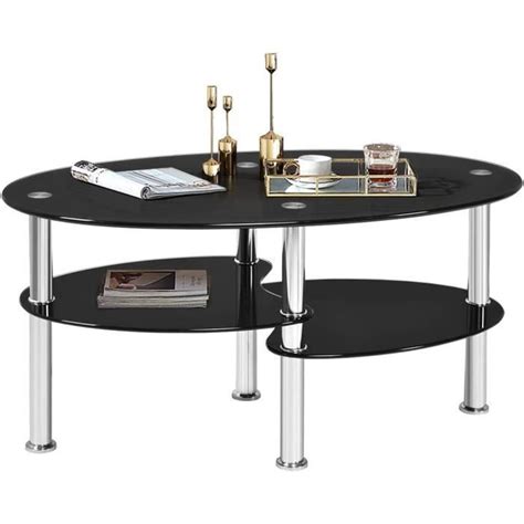 Goplus Table Basse En Verre Tremp Niveaux Table Basse De Salon