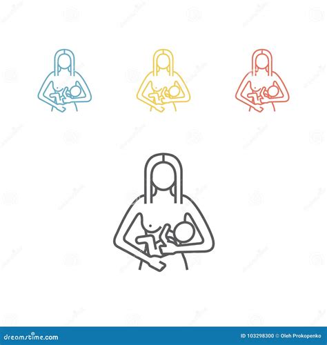 Breastfeeding Line Icon Vector Illustration For Websites Stock Vector