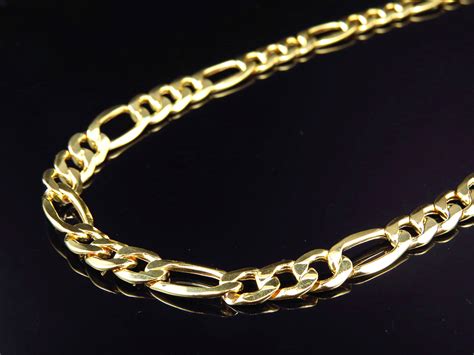 New Mens Genuine 10K Yellow Gold Italian Figaro Link Chain Necklace 9MM ...