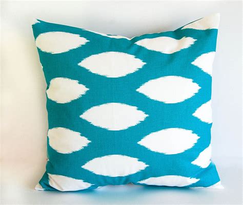 Throw Pillow Cover ONE 18 X 18 Turquoise Ikat Turquoise Pillow Cover