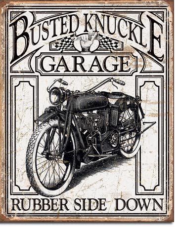 Busted Knuckle Garage Metalowy Szyld Plakat Reklamowy Blacha Tin Sign