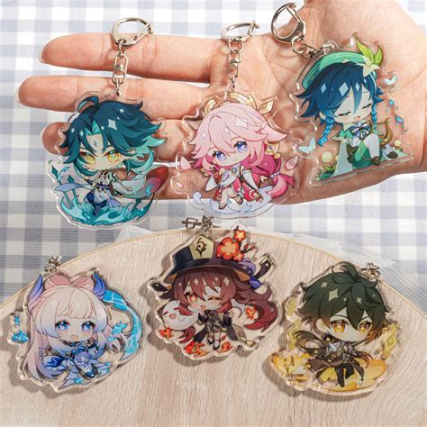 Genshin Impact Keychain Cosplay Kazuha Ayaka Yoimiya Eula Cute Cartoon