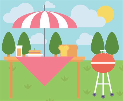 Flat Cartoon Picnic Scene Download Free Vectors Clipart Graphics