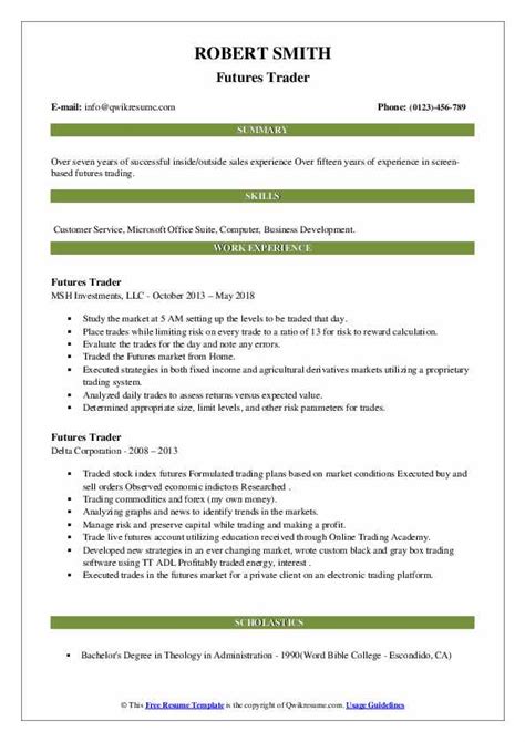 Futures Trader Resume Samples Qwikresume