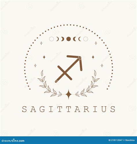 Sagitario Signo Del Zodiaco En Estilo Boho Icono Astrológico Aislado