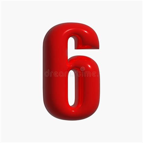 Inflated Glossy, Red Balloon in the Shape of a Number 6, Element ...