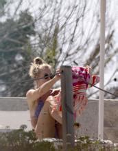 Chloe Meadows Sexy Seen In A Blue Bikini In Ibiza AZNude