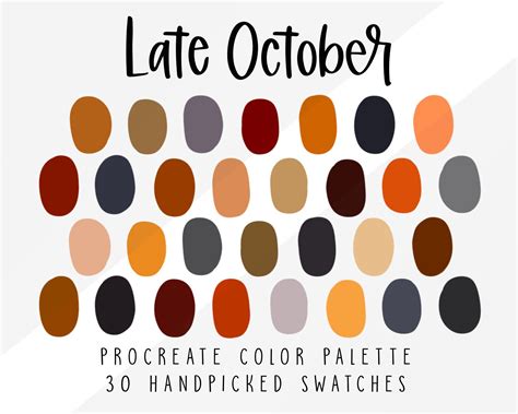 October Fall Procreate Color Palette, Procreate Palette Tool, Color ...