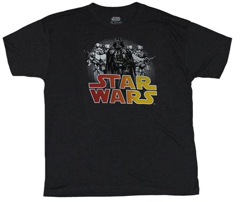 Star Wars Mens T Shirt Darth Vader And Stormtroopers Over Word Logo