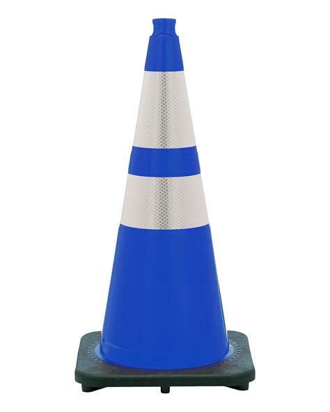 28 Blue Traffic Cone Black Base 7lbs W 6 4 3M Reflective Collar