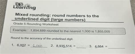 Solved K5 Learning Mixed Rounding Round Numbers To The Underlined