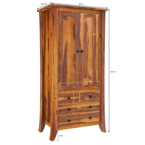 Georgia Rustic Solid Wood Wardrobe Armoire Closet With 4 Drawers