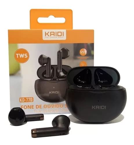 Auriculares intraurales inalámbricos Kaidi KD 770 negros con luz LED