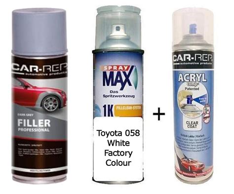 Auto Touch Up Paint Toyota 058 White Factory Colour Plus 1k Clear Coat