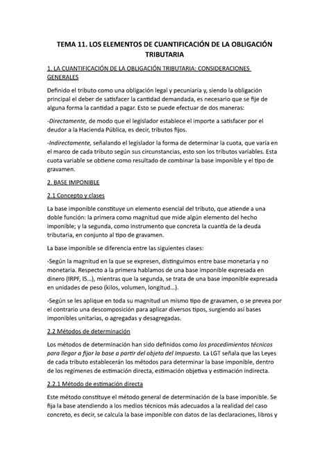 Tema Resumen Tema Manual De Derecho Financiero Y Tributario