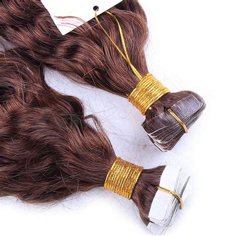 10 30 Inch Tape In Remy Human Hair Extensions 4 Medium Brown Loose