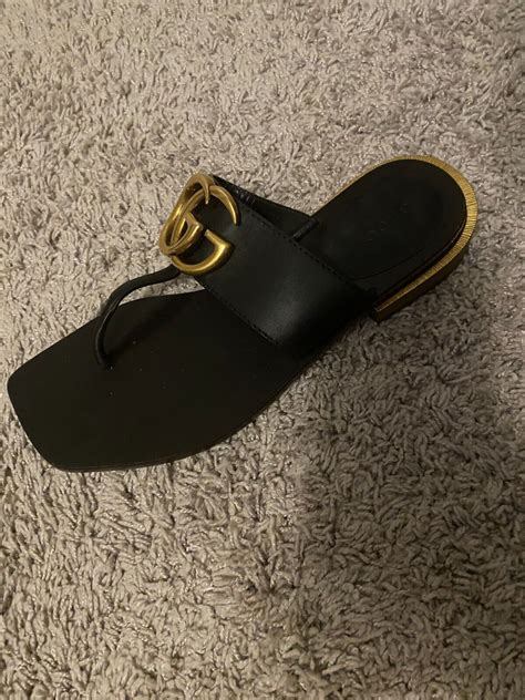 Gucci Marmont Leather Thong Sandal With Double G Ebay