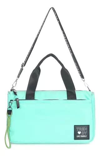 Cartera Bolso Trendy Nylon Gran Capacidad Tira Regulable Color Aqua